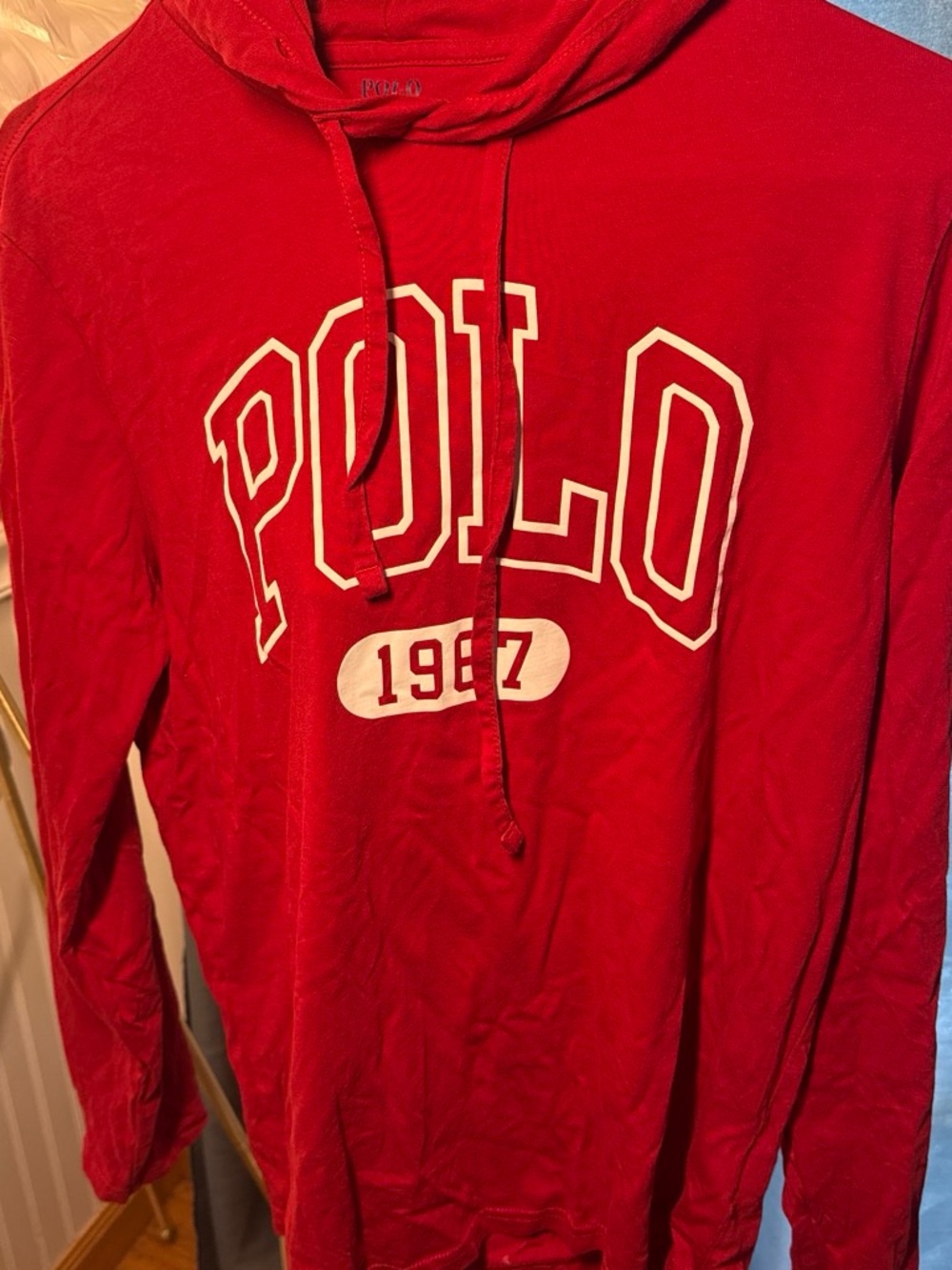 Polo by Ralph Lauren Red Pullover Zip-Up Hoodie with 1987 Graphic